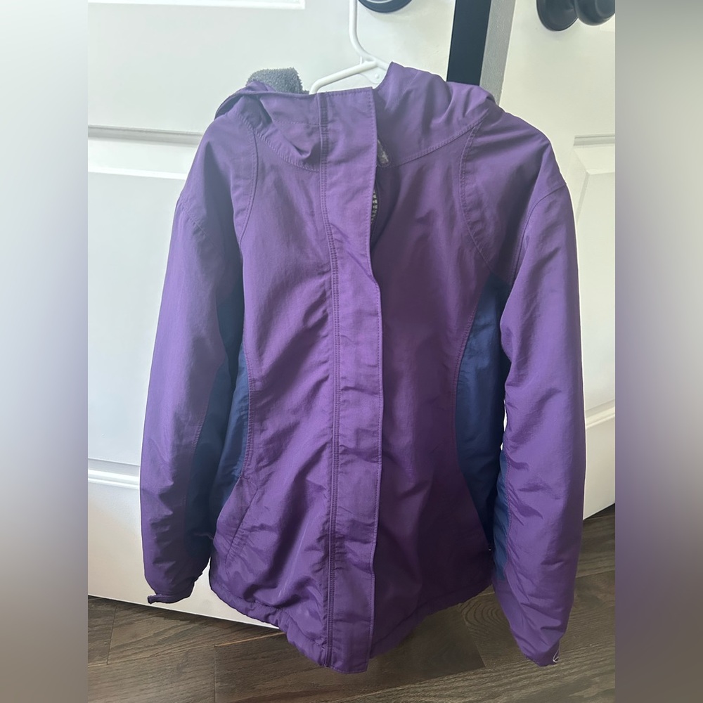 Lands' End Purple and Navy Kids Lined Winter Water Resistant Coat